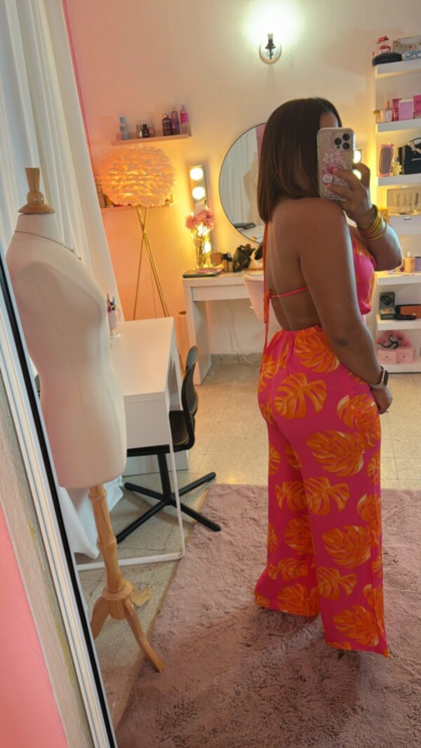 Cowl Neck Halter Elastic Back Waisted Jumpsuit