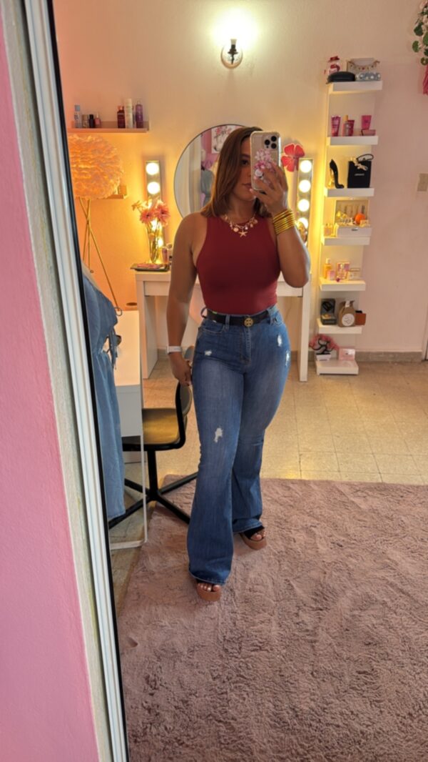 Subtle Distressed Flare Jeans