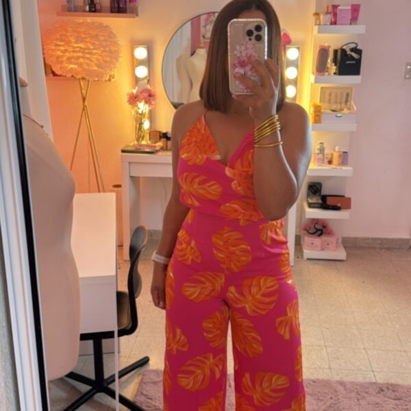 Cowl Neck Halter Elastic Back Waisted Jumpsuit