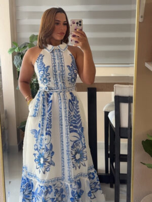 Santorini Bloom Maxi Dress